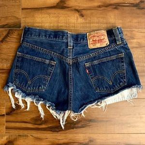 Levi’s button fly dark wash cutoffs